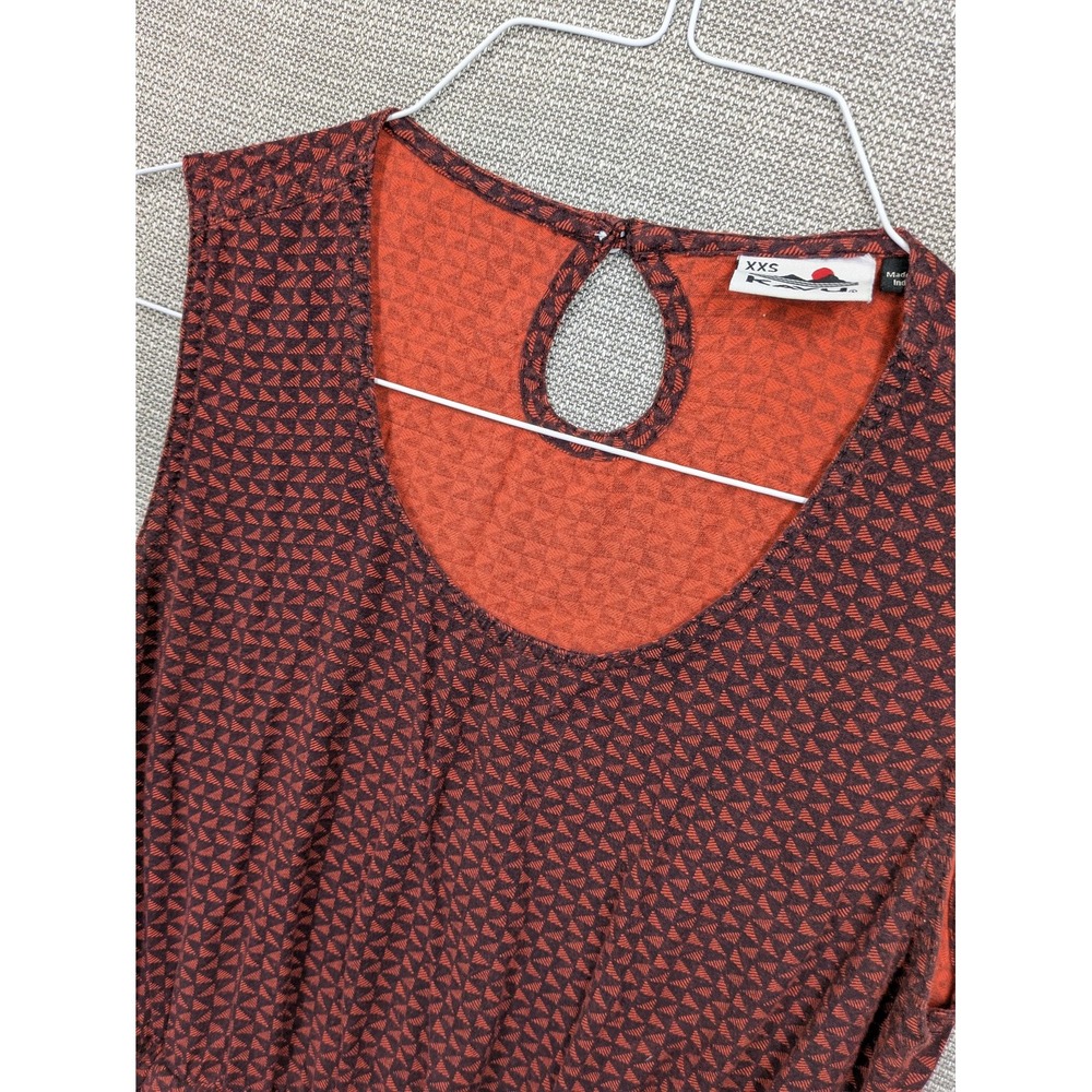 KAVU Dress Womens XXS Red Geometric Sundress Fit & Flare Pockets Sleeveless